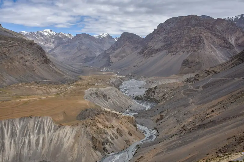 Winding road through the high-altitude Spiti Valley