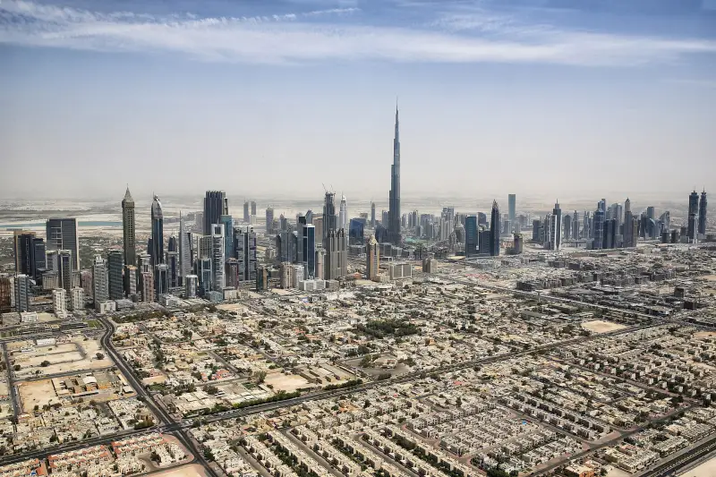 Dubai skyline with Burj Khalifa rising above the city