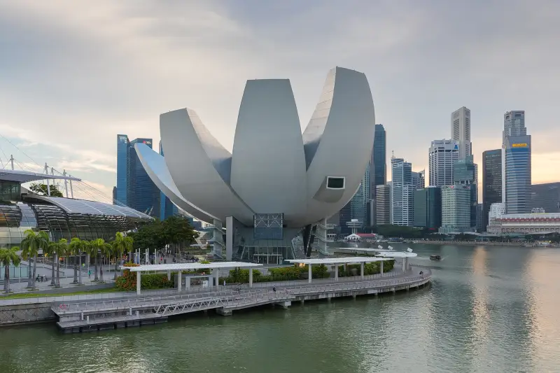 ArtScience Museum and Marina Bay skyline in Singapore