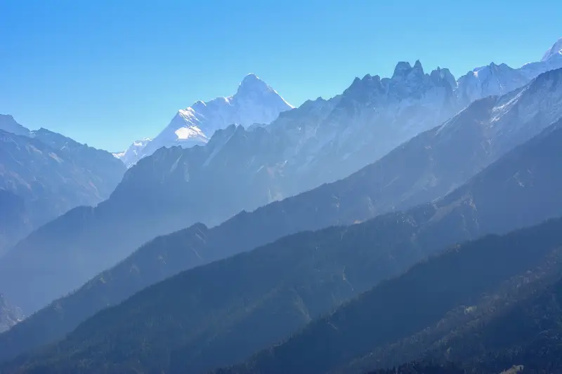 Nanda Devi peak and Himalayan ranges in Uttarakhand